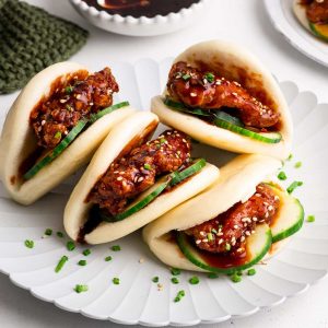 korean barbecue chicken bao steamed buns